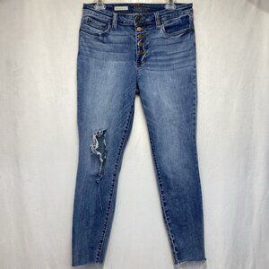 KUT from the Kloth Carlo Ankle Skinny Button Fly Jeans Women 10 Mid-Rise Stretch
